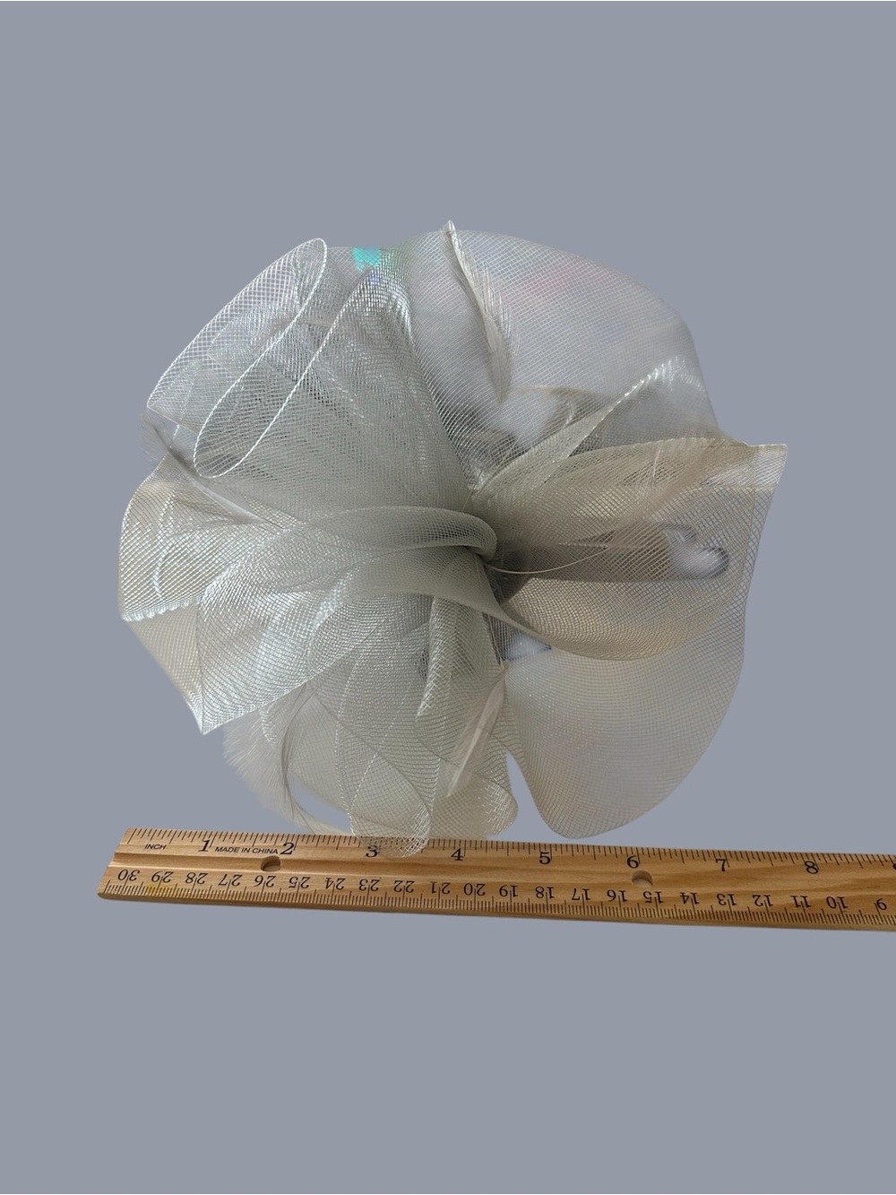 Bellissima Pale Grey Gathered Net Fascinator Headband Wedding Kentucky Derby - Picture 7 of 10